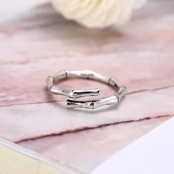 

925 Sterling Silver Bamboo Shape Rings for Women Adjustable Free Size Wedding Ring Fashion sterling-silver-jewelry