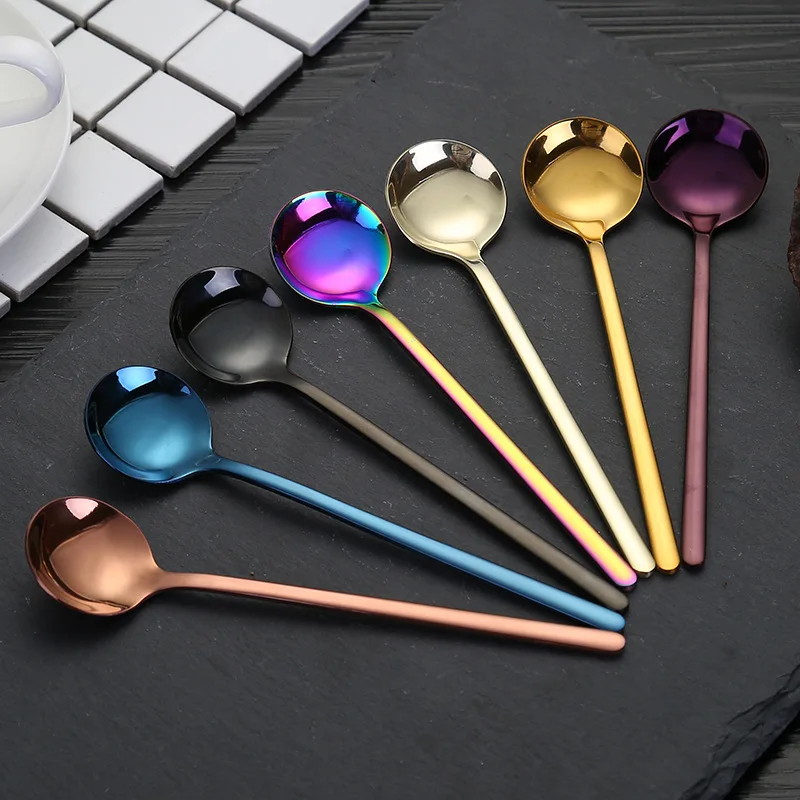 

Luxury 304 Stainless Steel Mini Spoon Set Ice Cream Fruit Dessert Spoon Tea Spoon Rose Gold Coffee Teaspoons Tableware Cutlery