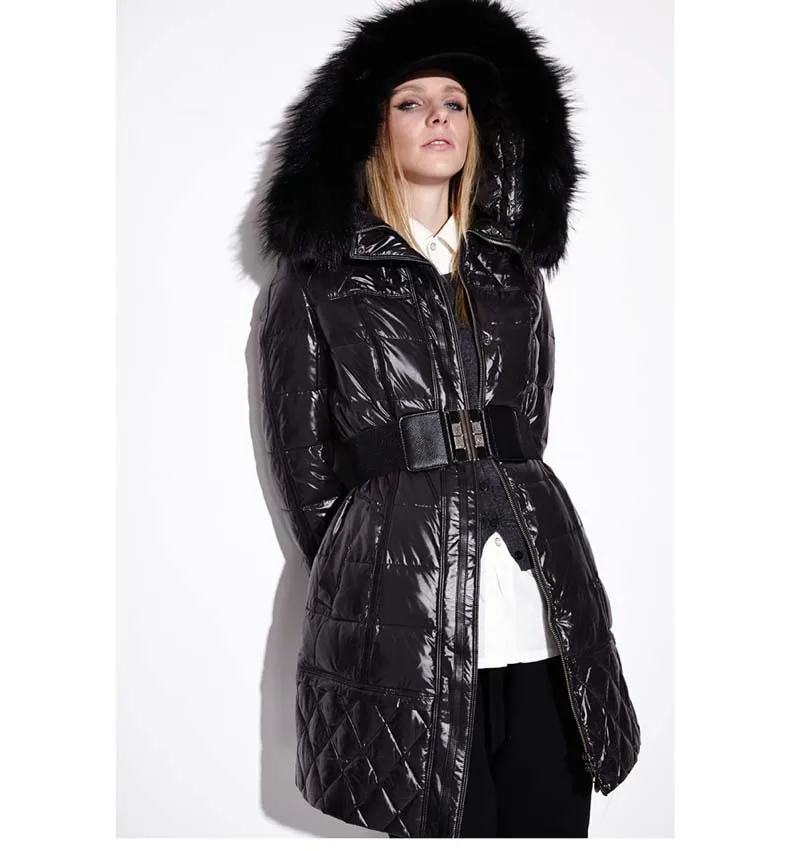 black coat with big fur hood womens