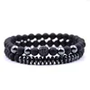Fashion Pave CZ Men Bracelet - Stone Beads With Hematite 7