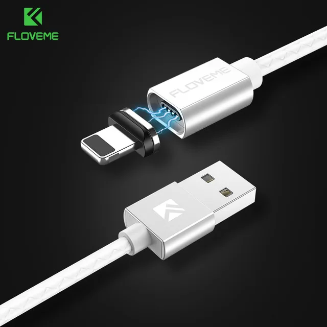 Floveme Магнитная USB кабель для iPhone 6 Xiaomi Redmi 4X Micro Тип USB C для кабель Lightning/USB 2.4A 1 м магнит Зарядное устройство Кабо магнитная зарядка магнитный кабель для айфон 7 8 Plus плюс 6 6s Plus X - Цвет: White