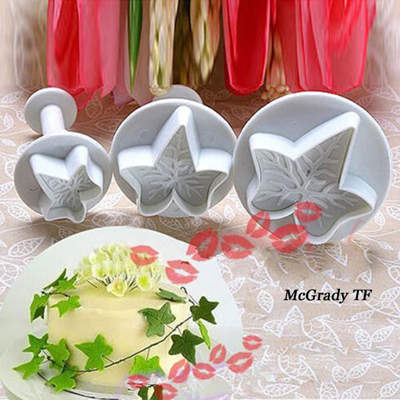 3X/set Fondant Tools Ivy Leaf Plunger Cutter Sugarcraft Molds for Cake Dechm 3X/set Fondant Tools Ivy Leaf Plunger Cutter Sugarcraft Molds for Cake Dechm