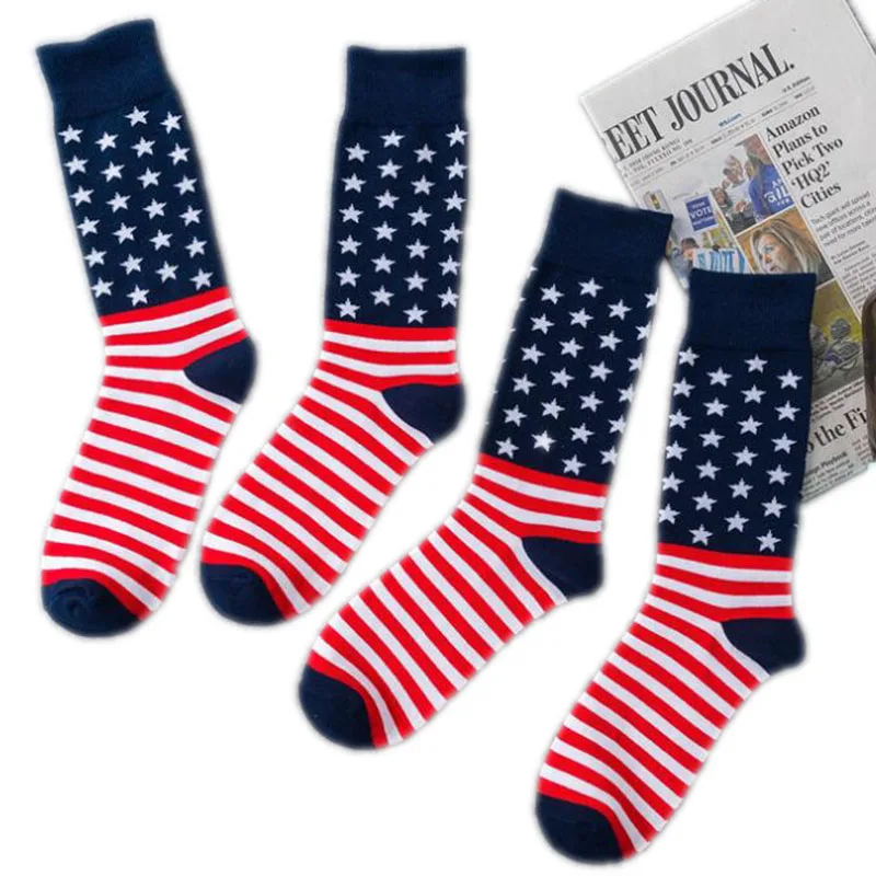 1 пара, американский флаг "Трамп", носки с американским флагом, хлопковые полосатые носки, спортивные носки