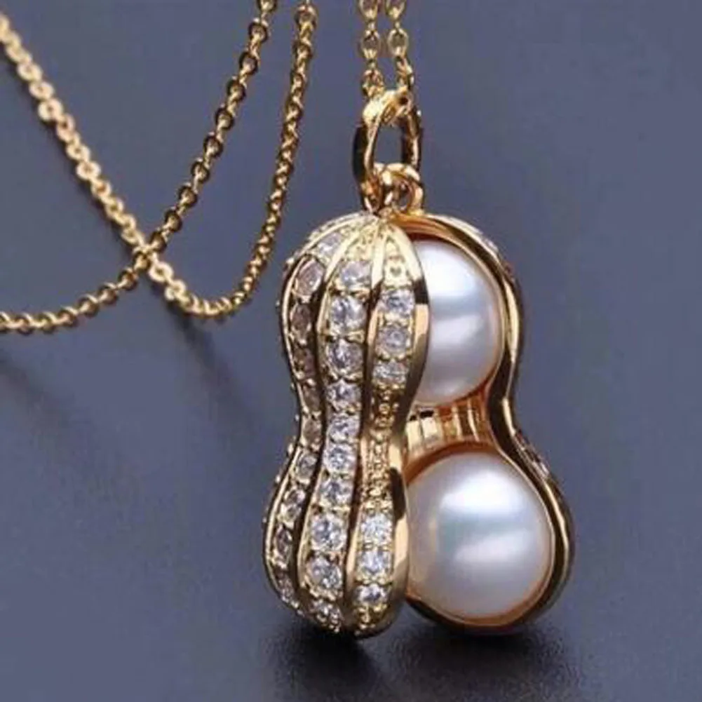 

New Design Simulated Pearl Peanut Pendant Necklaces Short Style Women Jewelry Necklace Trendy Plant Accessories Neck Chain