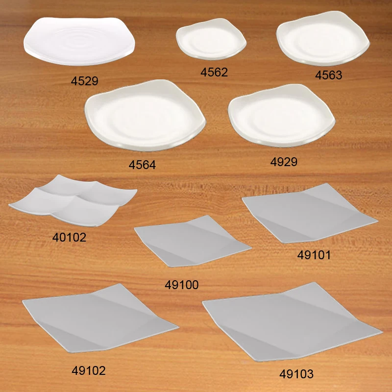 

New Fashion Dish Melamine Tableware Square Warped Edge Dish Chain Restaurant With Melamine Dish A5 Melamine Tableware