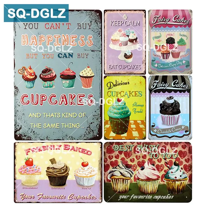 

[SQ-DGLZ] Freshly Baked CUP CAKE Metal Sign Vintage Metal Plates Cafe Bar Pub Club Home Wall Decor Tin Signs Retro Plaque