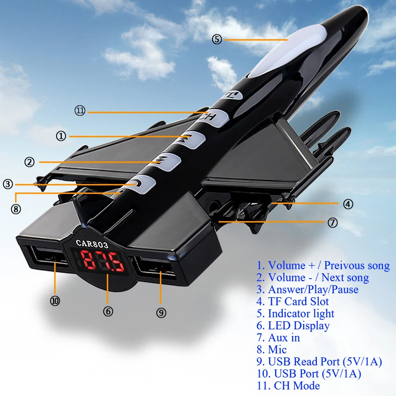 JINSERTA Fighter модель Handsfree беспроводной Bluetooth fm-передатчик AUX модулятор Автомобильный комплект зарядное устройство TF SD USB ручка драйвер MP3 плеер