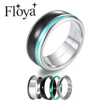 

Floya Rings for Couples Stainless Steel Rings Adjustable Romantic Bijoux Bague Stackable Multilayer Inner Rings Accessories