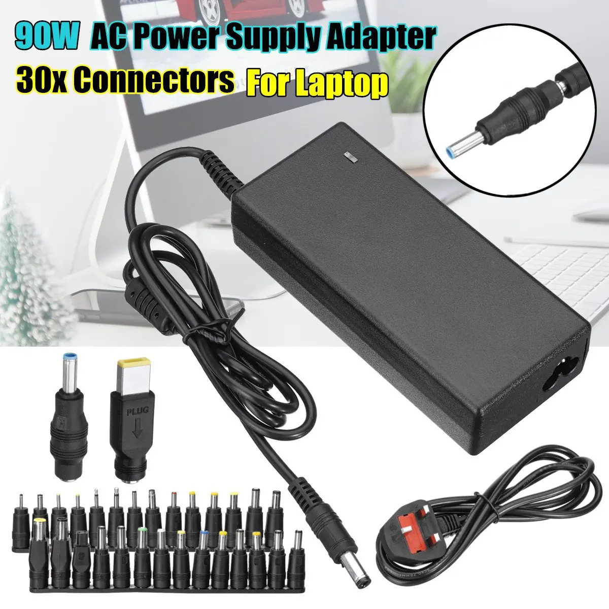 

Universals 90W 100-240V AC Power Supply Adapter Transformer Charger 30 Tip Quickly Charge for Laptop