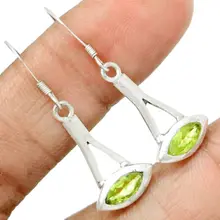 Серьги ручной работы из натурального перидота, 925 пробы серебряные украшения, 38 мм, 3г, AE0256