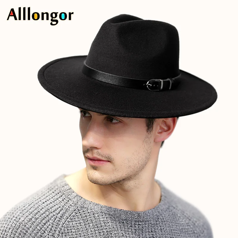 Woolen Ladies Fedoras Jazz Hat Belt 