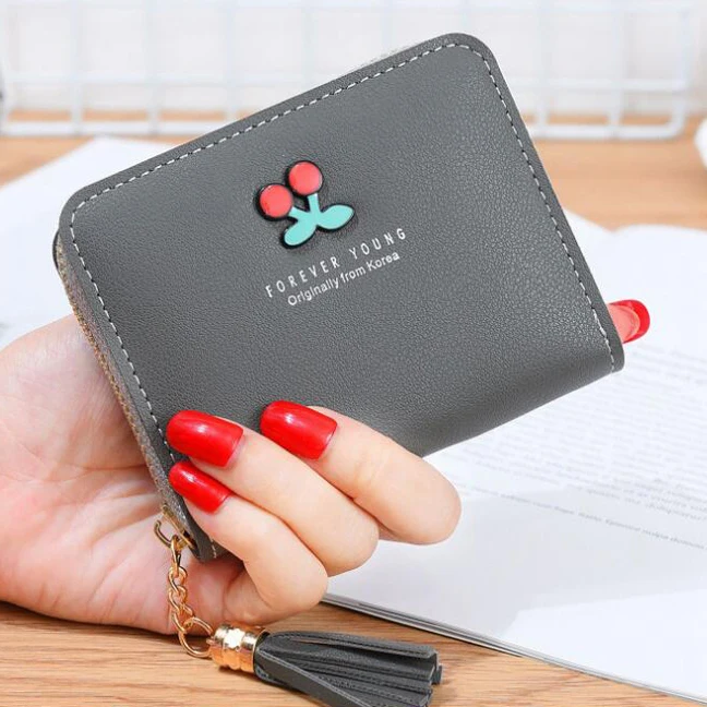 

Purse Bag Wallets Lady Zipper Coin Purses Cards Holder Money Bags Tassels Woman Cherry Wallet Pouch Girls Purses Notecase Pouch