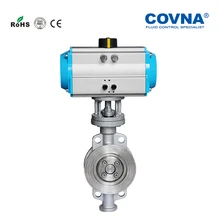 DN100 4 дюймовые вафли пневматический клапан бабочка металлическая опора ed двойного действия Нержавеющая сталь 304 тройной смещения металлическая опора