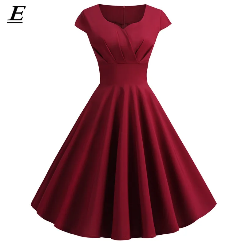 

Plus Size Summer Dress Women Hepburn 50S Vintage Rockabilly Dress Robe Femme Casual Retro Elegant Party Midi Sundress Jurken