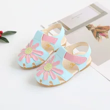 Летние сандалии для девочек; дышащая обувь принцессы с рисунком; мягкие детские ботинки с цветочным принтом; европейские размеры 21-30