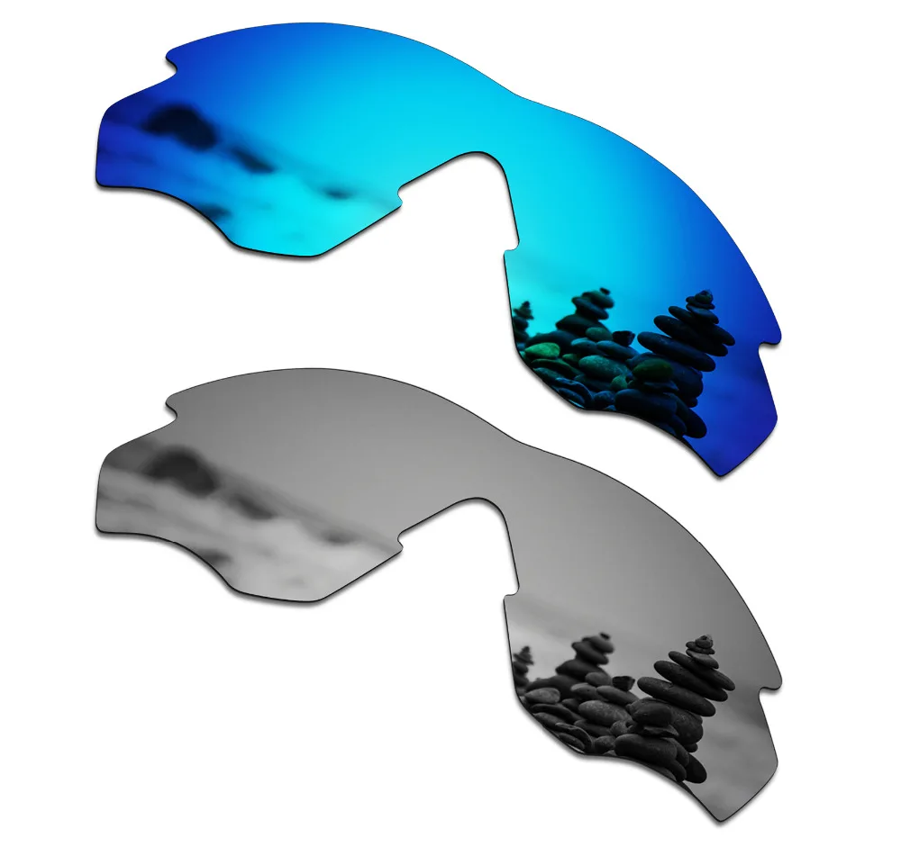 SmartVLT 2 Pieces Polarized Sunglasses Replacement Lenses for Oakley M2 Ice Blue and Silver Titanium