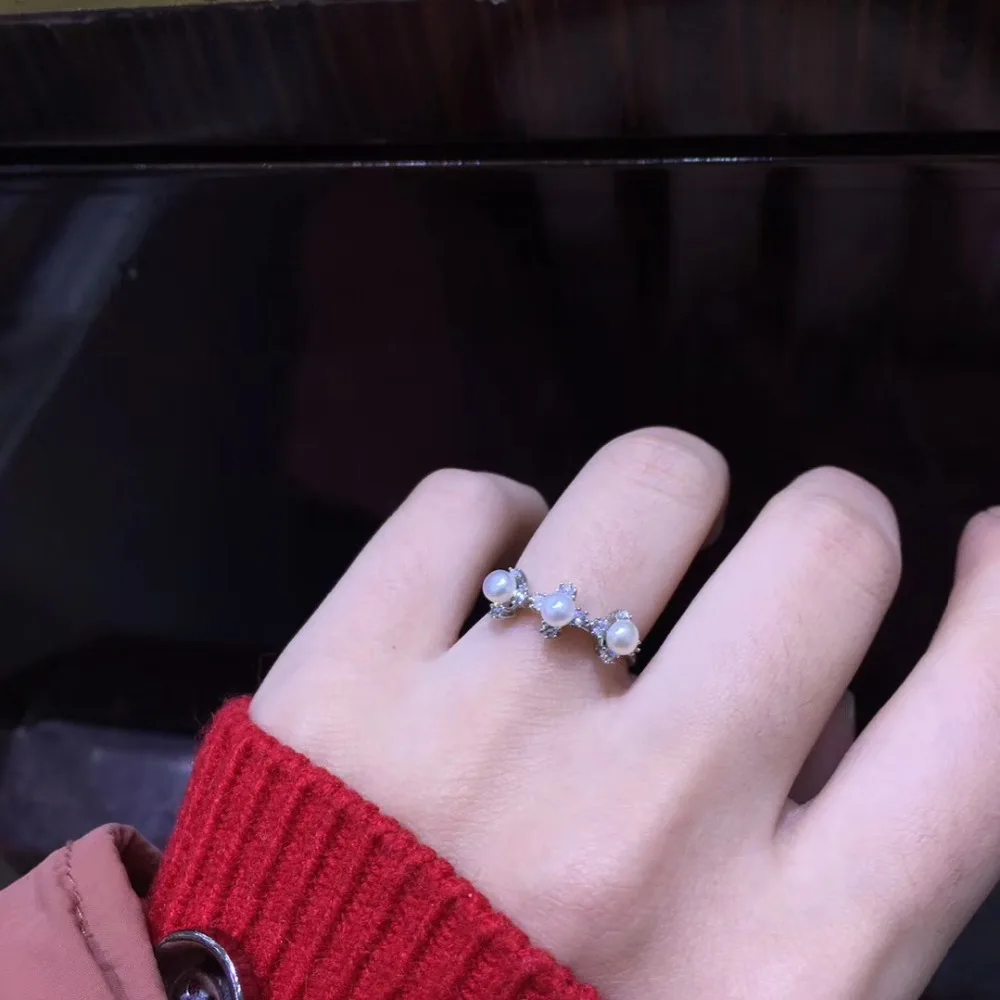 

YIKALAISI 925 sterling silver jewelry Pearl ring jewelry for women Fine 100% natural 3-4mm Freshwater pearl wholesale