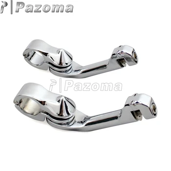 

1-1/4" Chrome Long Angled Highway Engine Guard Bar Footpeg Mount Clamps for Harley Sportster XL Softail Fat Bob Road King Honda