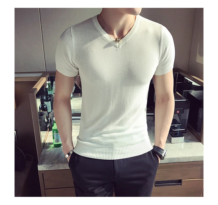 100% козья кашемир мужские Vneck свитер с коротким рукавом сплошной цвет M-2XL оптом и в розницу Настройка