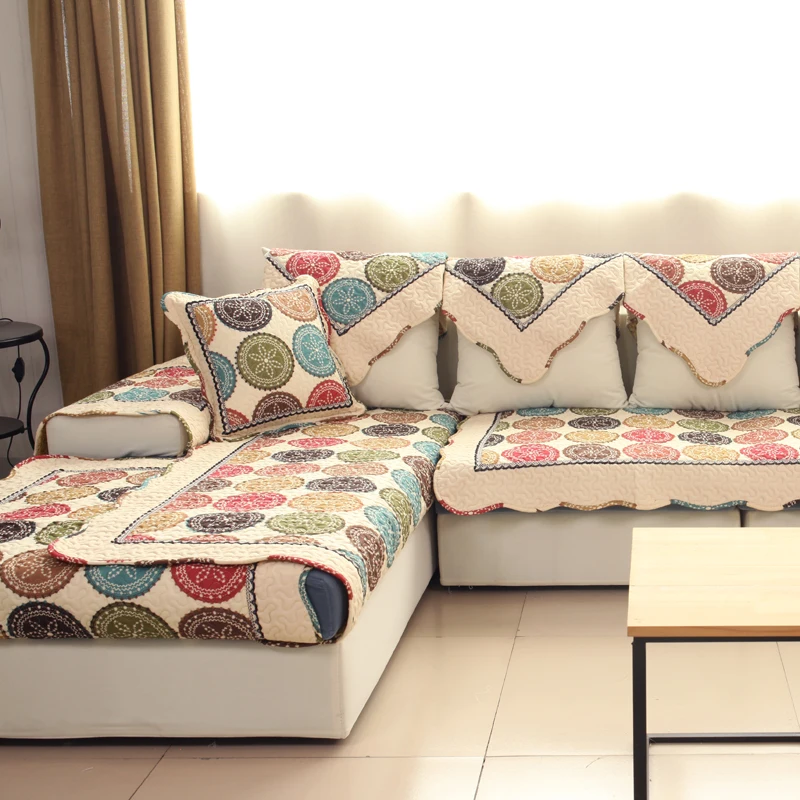 Cotton Printed Modern Geometric Combination Kit Sectional Sofa Sofa