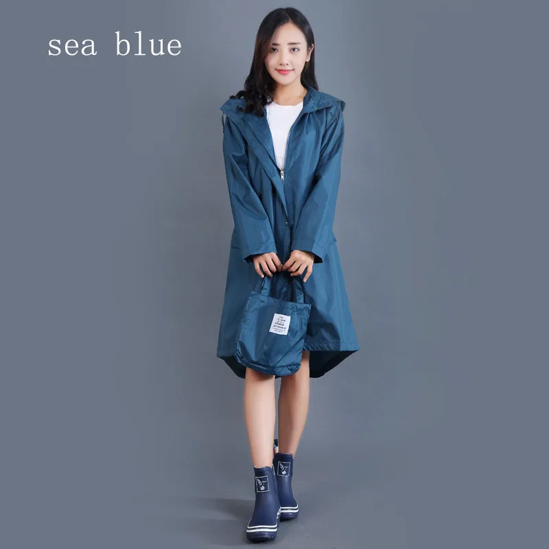Портативные аксессуары для путешествий, кемпинга, водонепроницаемый женский плащ, Женский дождевик, 1 шт., дышащий длинный плащ, костюм - Цвет: sea blue