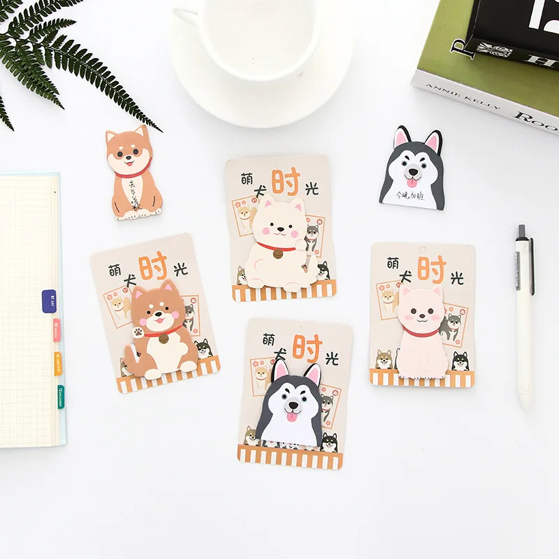 

Creative student stationery Cute Akita dog puppy note Sticker Compact notebook repeatedly posted memo pad