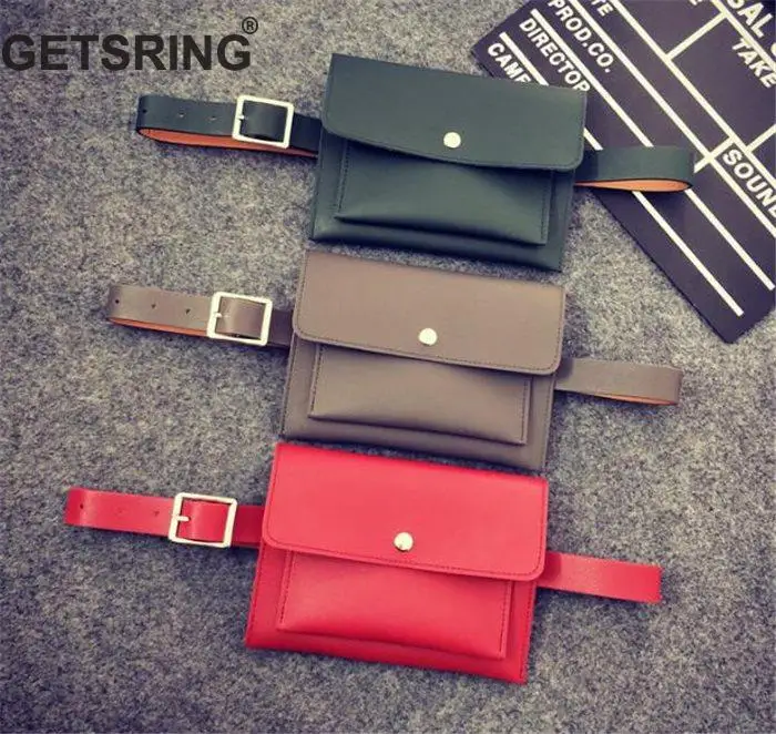 

GETSRING PU Belt Women Fashion Black White Fine Corset Leather Belts Female Waistband Belts All Match Waist Band With Bag Gray