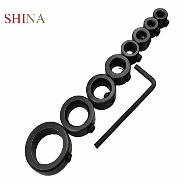 Shina 8PCS 3 16mm Carbon Steel Drill Bit Limiter Locator Ring Roundwood