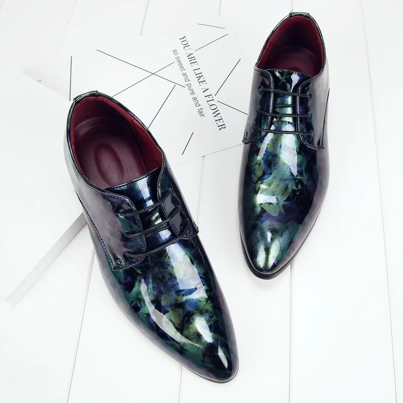 fashion camouflage men patent leather shoes mixed colors italian dress male footwear print flower wedding oxford shoes for men (22)