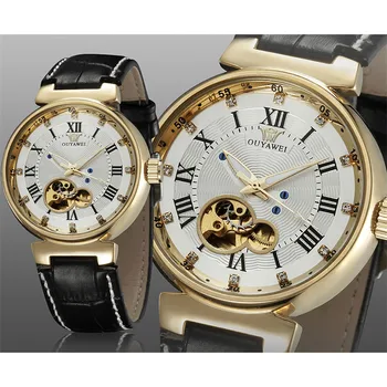 

2019 OUYAWEI Full steel Skeleton Wristwatch Mechanical Men's Watch Leather band Relogio Masculino Business Fashion Casual Watch
