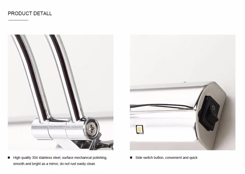 art deco wall lights LUCKYLED Wall Lamp Bathroom Led Mirror Light 7W 40cm 9W 55cm AC 220V 240V 110V Wall sconces Light With Switch Indoor Lighting plug in wall lamp