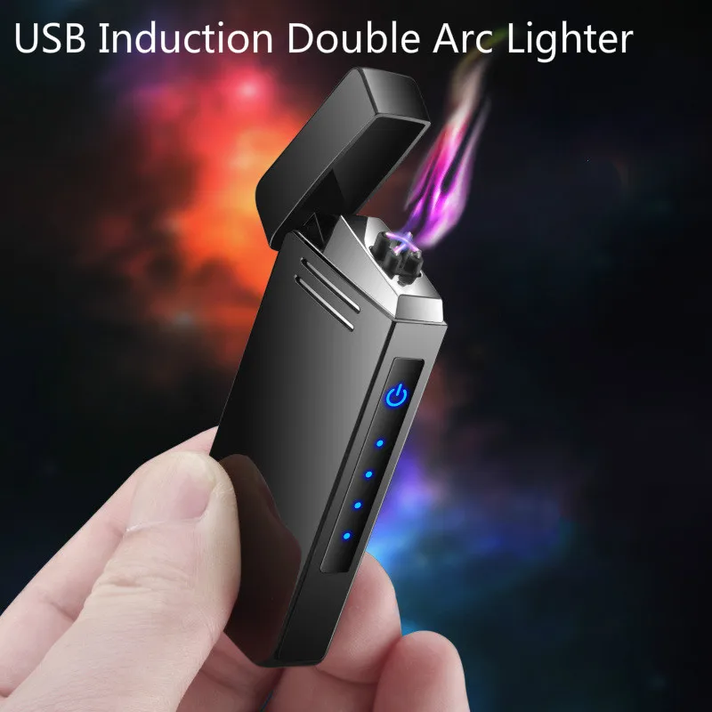 USB клетчатые полосы электронная зарядка через Usb двойная дуговая плазменная Зажигалка электронный импульсный Зажигалка китайская Зажигалка в Форме Дракона