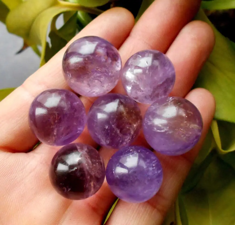 

BEST!!! 54g 7Pcs NATURAL AMETHYST QUARTZ CRYSTAL SPHERE BALL HEALING