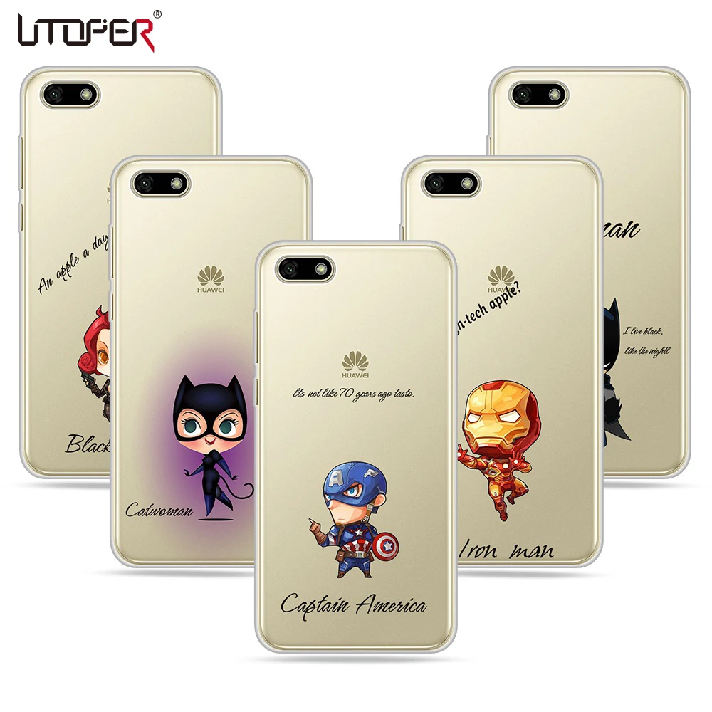 Marvel Heroes серии чехол для huawei Y5 Prime 2018 милый мягкий силиконовый прозрачный ТПУ