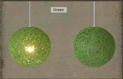 15,20, 25 см веревочный ротанговый шар подвесной светильник Промышленный домашний винтажный подвесной светильник для ресторана бара художественный Декор Ретро led hanglampen - Цвет корпуса: Зеленый