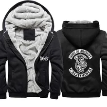 SOA Sons of толстовки анархия Мужские Зимние флисовые Утепленные Пальто толстовка на молнии с принтом SAMCRO мужские толстовки с капюшоном