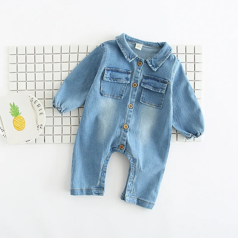 Джинсовый комбинезон с длинным рукавом для мальчиков синего цвета|boys jumpsuit|romper