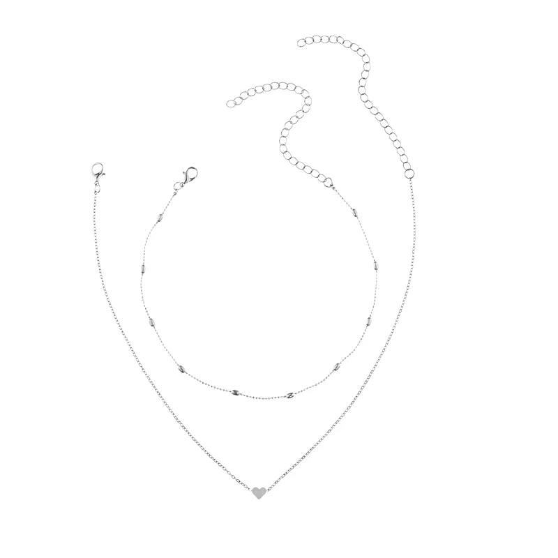 Прекрасный стиль 2 слоя «любящее сердце» регулируемое ожерелье с многослойной цепью колье Цепочки и ожерелья для подарка 2 шт./компл