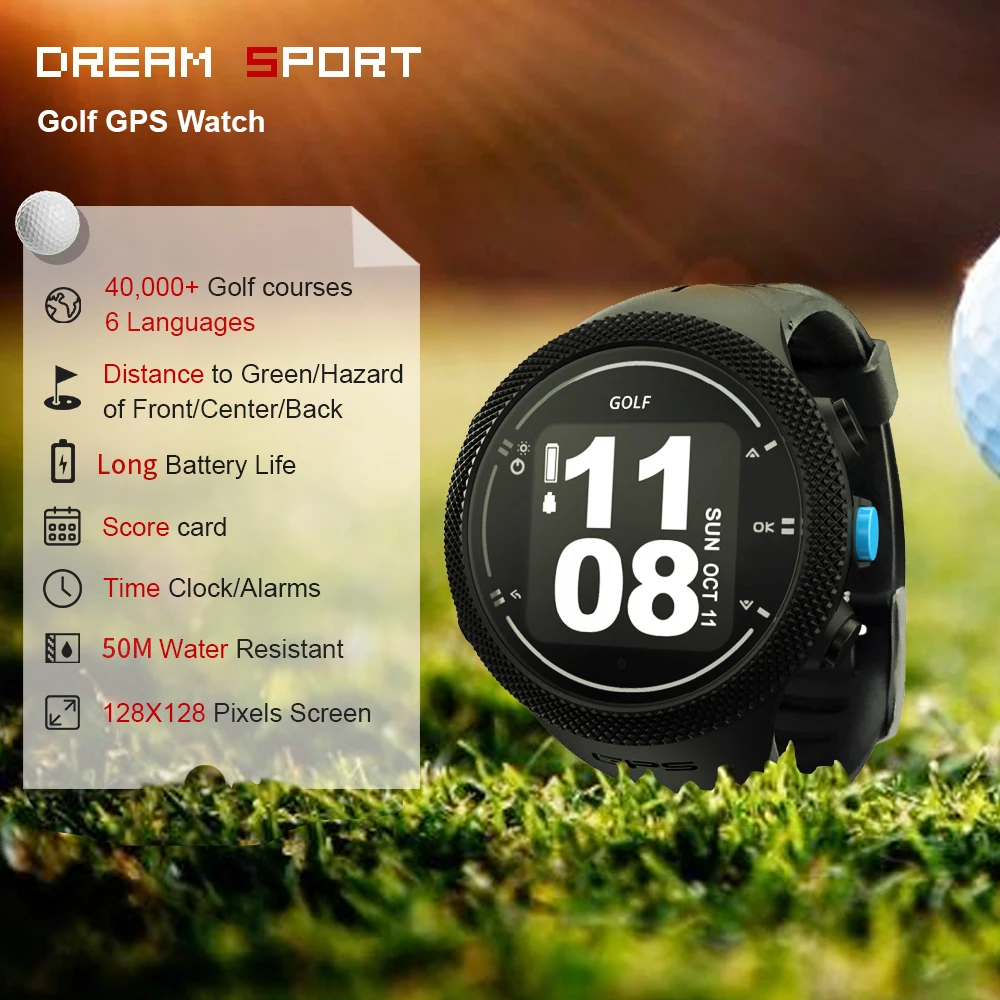Dream Sport Golf часы для мужчин, 40000+ поля для гольфа по всему миру, друзья для гольфа, бесплатное обновление по всему миру в режиме реального времени