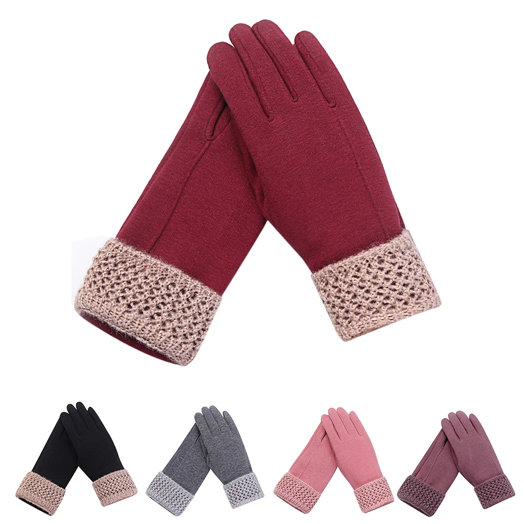 2018 Fashion Women Winter Gloves Knitted Wrist Gloves Female Thick Warm