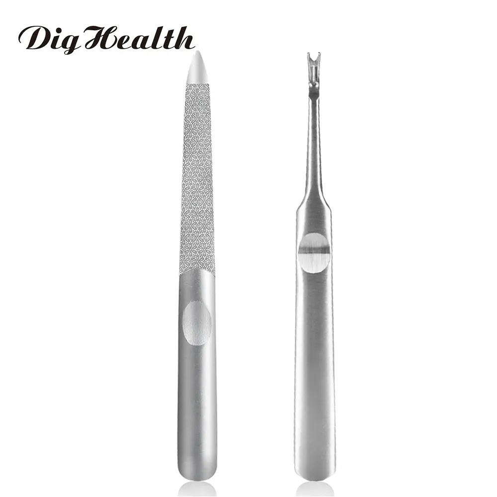 

Dighealth 2pcs Nail File Cuticle Pusher Remover Callus Dead Skin Fork Cuticle Pusher Trimmer Nail Art Manicure Pedicure Tool