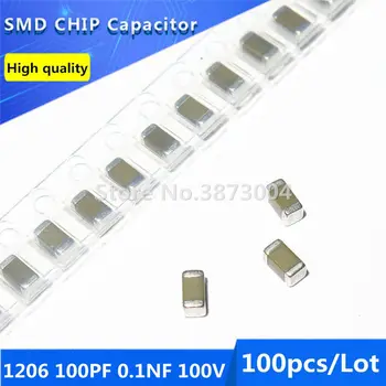 

100pcs 1206 100PF 0.1NF 100V 5% Thick Film Chip Multilayer Ceramic Capacitor