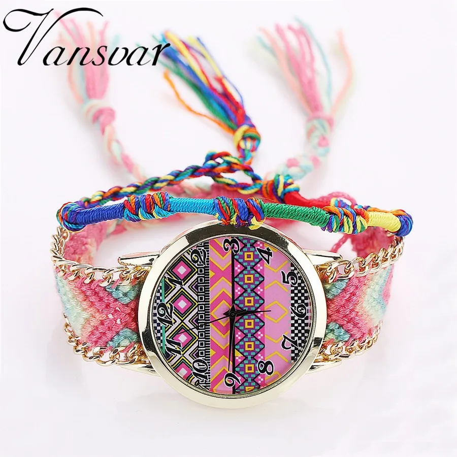 

Vansvar Colored Braid Belt Women Watch Brand Bracelet Watch Gift Clock Digital Watch Quartz Ladies Wristwatch Zegarek Damski #W