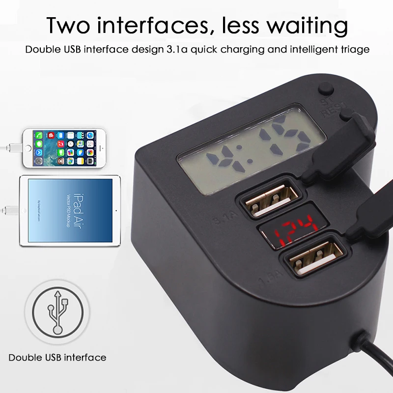 Universal USB Motorcycle Waterproof Charger Motorbike Adapter Electric Bicycle Digital Voltmeter Gauge Handlebar New Car-styling Universal USB Motorcycle Waterproof Charger Motorbike Adapter Electric Bicycle Digital Voltmeter Gauge Handlebar New Car-styling