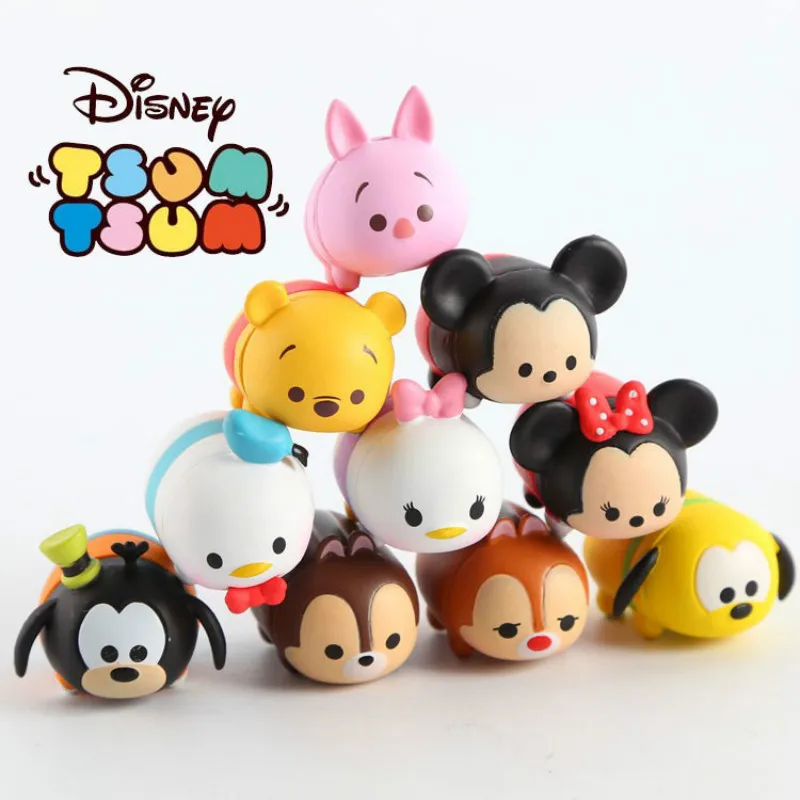 Disney 10 шт./лот Tsum мини мультфильм животных ПВХ фигурка Аниме Винни Микки Минни