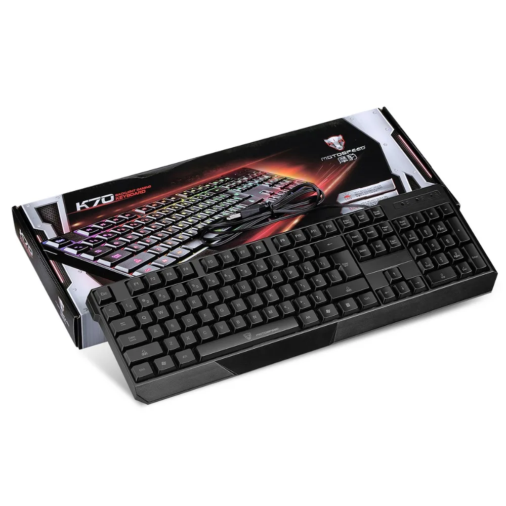 MotoSpeed K70, 104 клавиш, USB, проводная, 7 цветов, яркий светодиодный, с подсветкой, компьютерная игровая клавиатура, Teclado, USB Esport, клавиатура для ПК, настольный компьютер