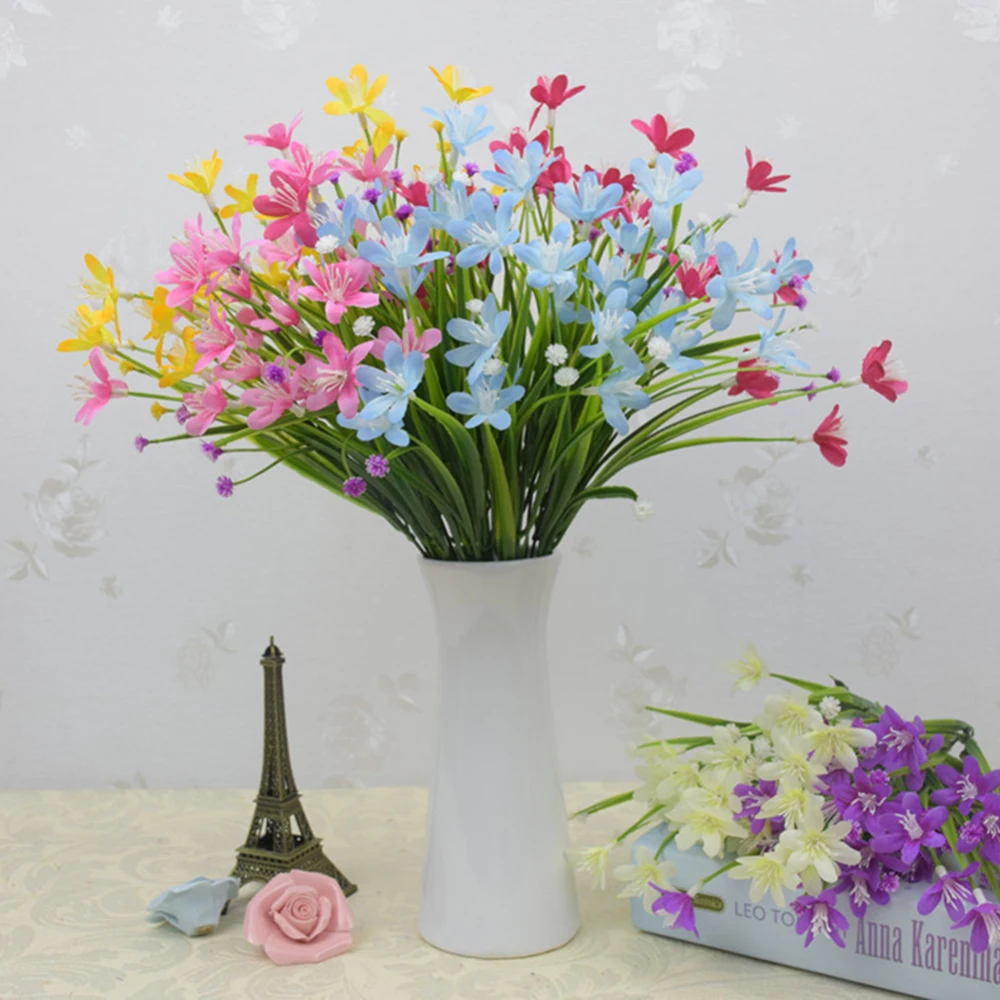 

1 Bouquet 28 heads Artificial Butterfly Orchid Flowers Silk Real Touch Fake Flower Wedding Decoration DIY Home Garden Fake Plant