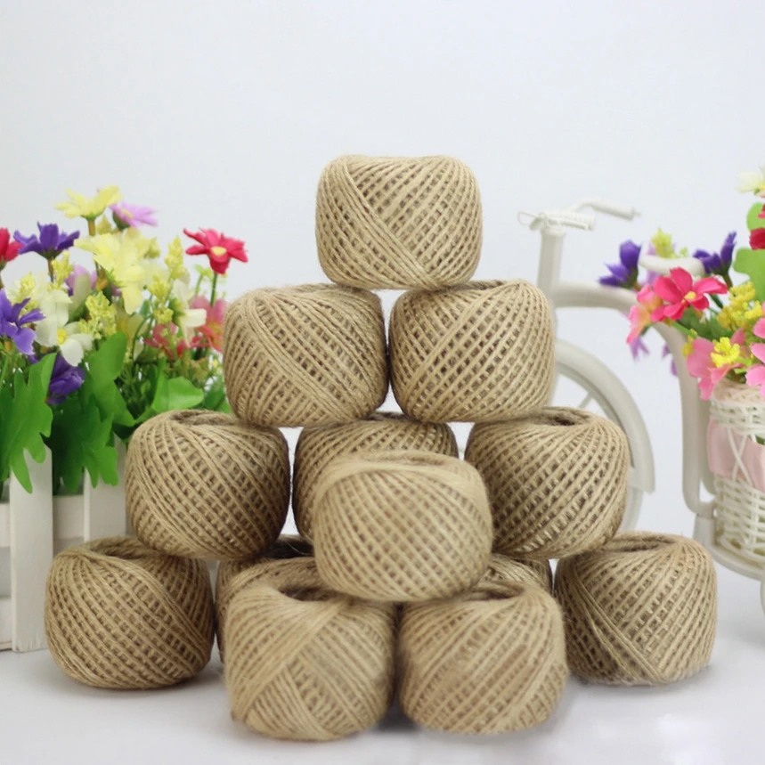 

New Arrive 50M Mts Soft Natural Brown Jute Hessian Burlap Rustic Twine Sisal String Cord