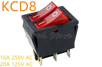 

1PCS KCD8 6PIN 16A 250V 20A 125V Red Double Light Switch Rocker Switch Waterproof ON-OFF Boat Power Switch