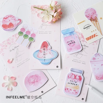 

1 set Memo Pads Kawaii Stickers Cherry blossom Sticky Notes Escolar Papelaria School Supply Bookmark Notepad Label